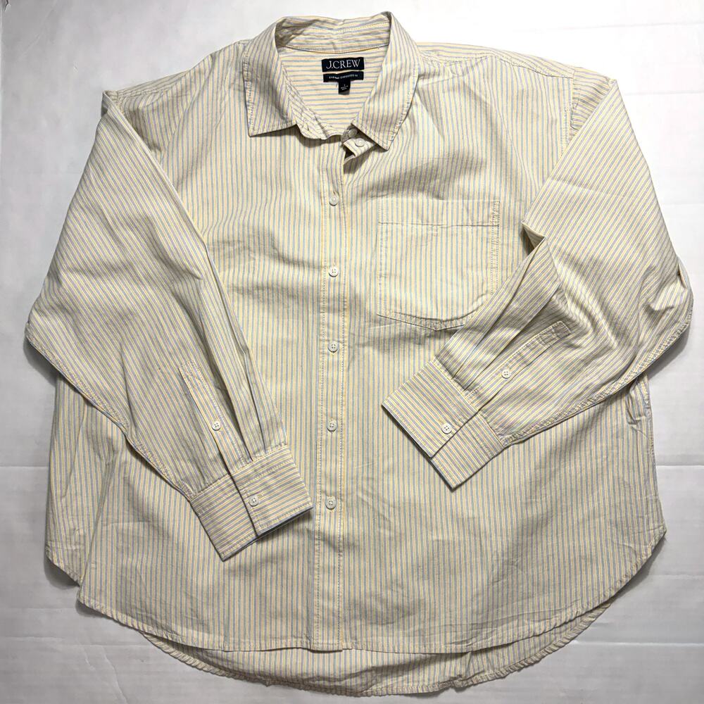 J.Crew Étienne Oversized Button Up Shirt Yellow Blue Stripe NWOT L Cotton - Picture 6 of 13
